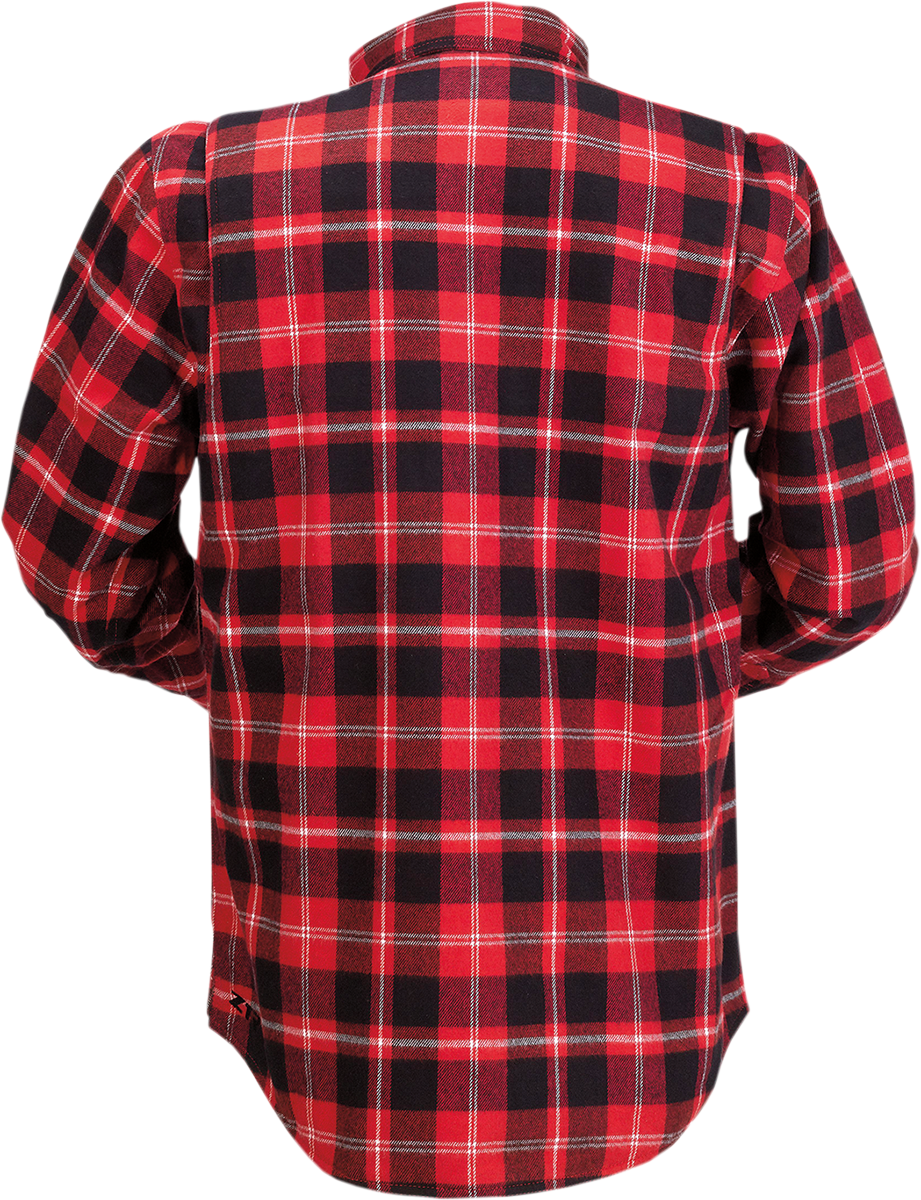 Z1R Duke Plaid Flannel Shirt - Red/Black - 5XL 3040-3056