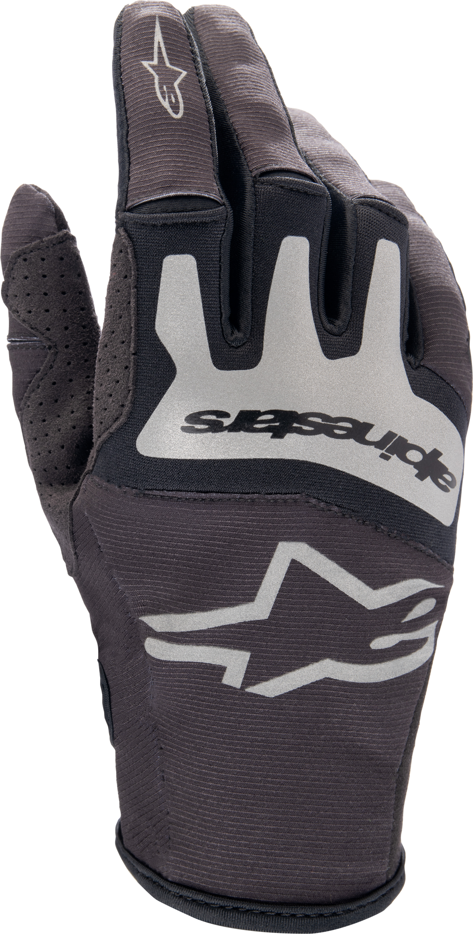 ALPINESTARS Techstar Gloves Black/Brushed Silver Lg 3561023-1419-L