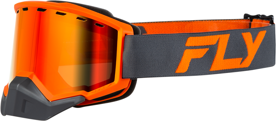 FLY RACING Focus Snow Goggle Charcoal/Org W/ Red Mirror/Amber Lens