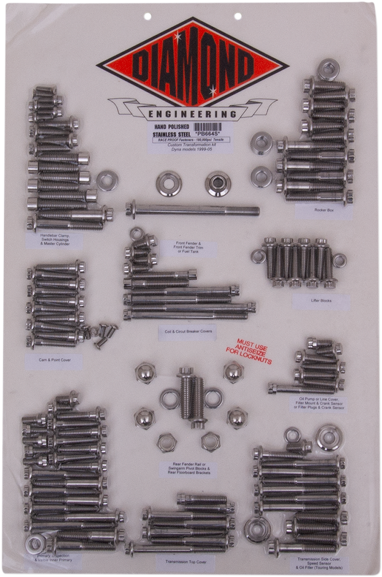 Kit de pernos DIAMOND ENGINEERING - Transformación - 12 puntos PB664S 