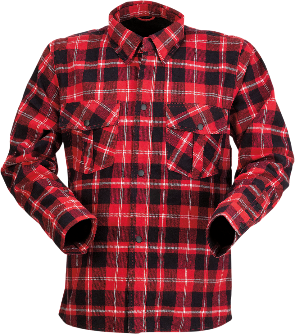 Z1R Duke Plaid Flannel Shirt - Red/Black - 5XL 3040-3056