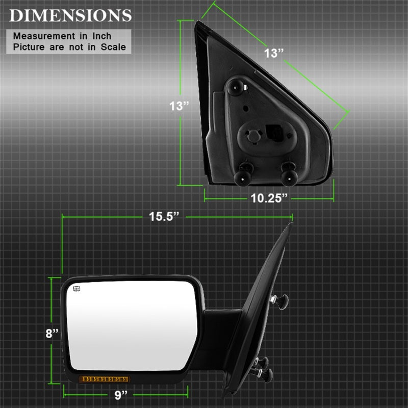 Xtune Ford F150 07-14 Power Heated Amber LED Signal OE Mirror Left MIR-03349EH-P-L 9935336