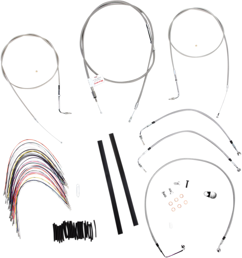 BURLY BRAND Kit de cable de manillar/línea de freno - Completo - Manillar Ape Hanger de 18" - Acero inoxidable B30-1078 