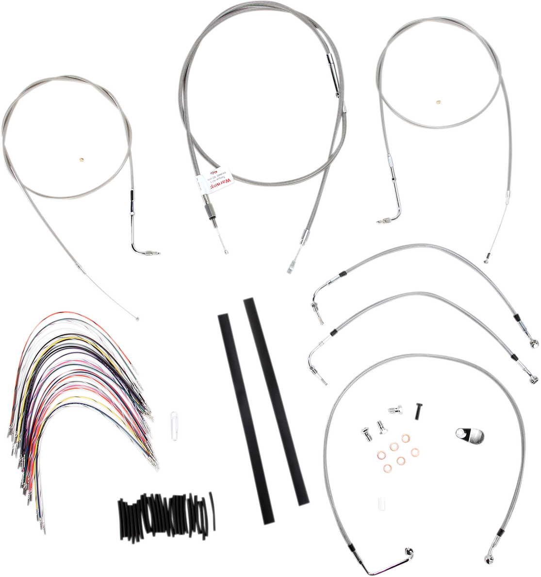 BURLY BRAND Handlebar Cable/Brake Line Kit - Complete - 18" Ape Hanger Handlebars - Stainless Steel B30-1078