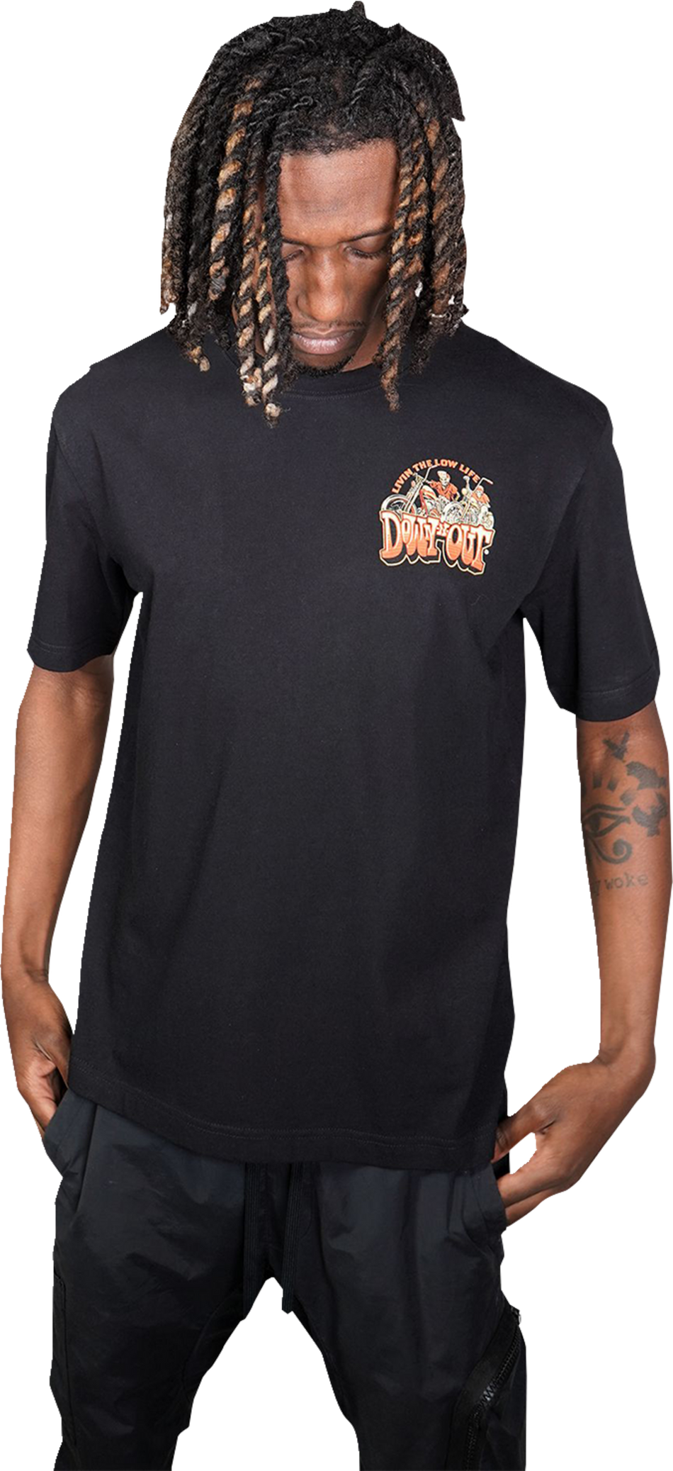 LETHAL THREAT Down-N-Out 4 Life T-Shirt - Black - XL DT10044XL