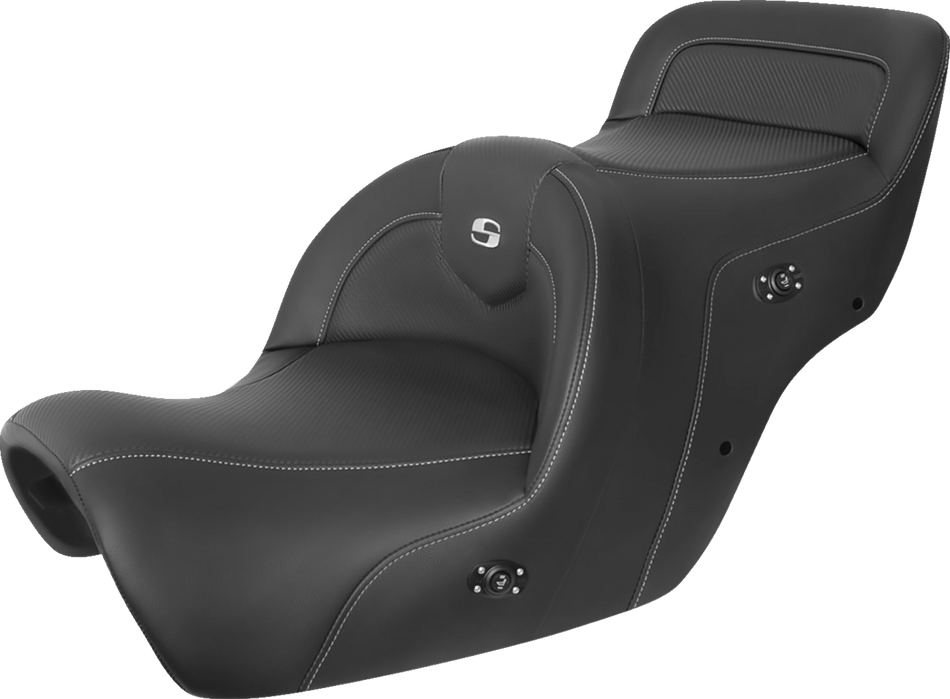SADDLEMEN Heated Roadsofa Seat - Carbon Fiber - Without Backrest - Black H88-07-185HCT