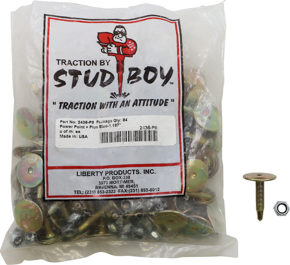STUD BOY Studs with Locknuts - 1.187" - 84 Pack 2436-P8