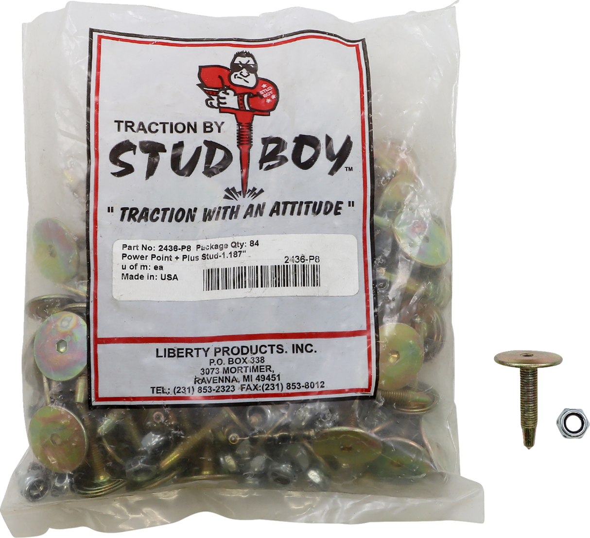 STUD BOY Studs with Locknuts - 1.187" - 84 Pack 2436-P8