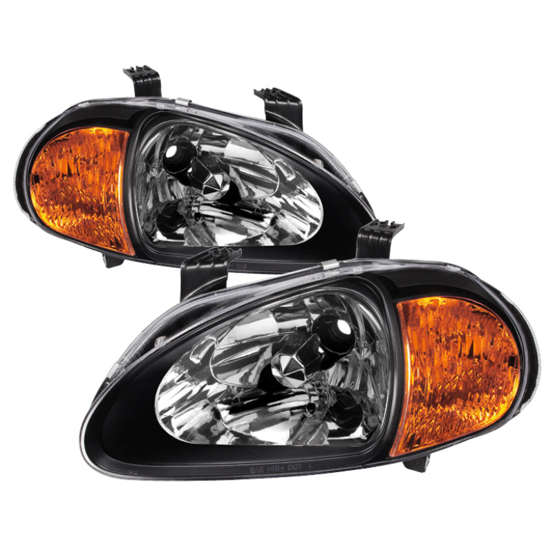 Xtune Honda Del Sol 93-97 1Pc Amber Crystal Headlights Black HD-ON-HDEL93-1P-AM-BK 5013408