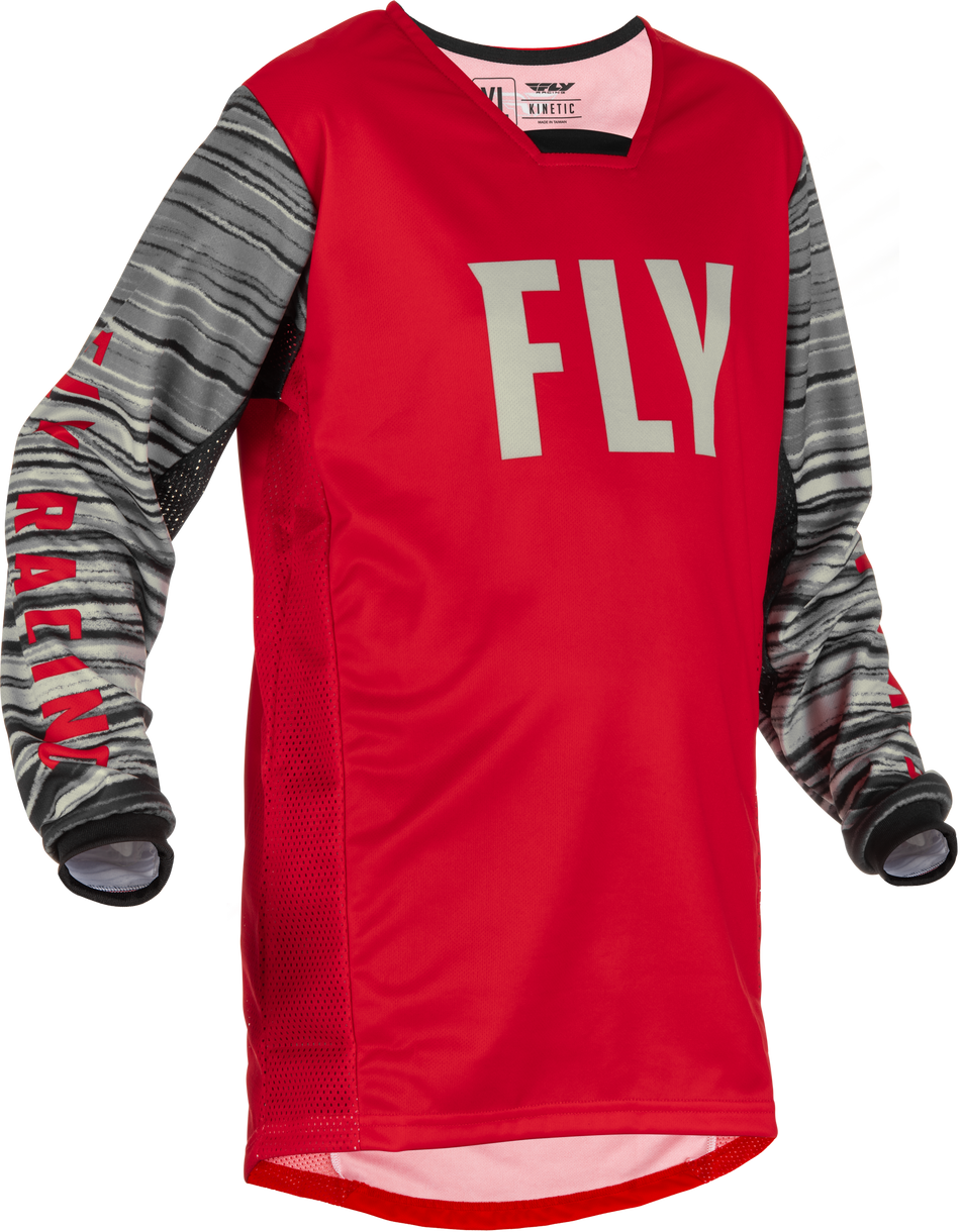 FLY RACING Youth Kinetic Wave Jersey Red/Grey Yl 375-527YL