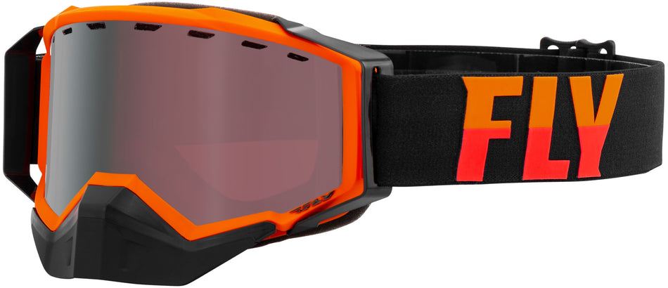 FLY RACING Zone Snow Goggle Orange/Black W/ Silver Mirror/Rose Lens FLB-050