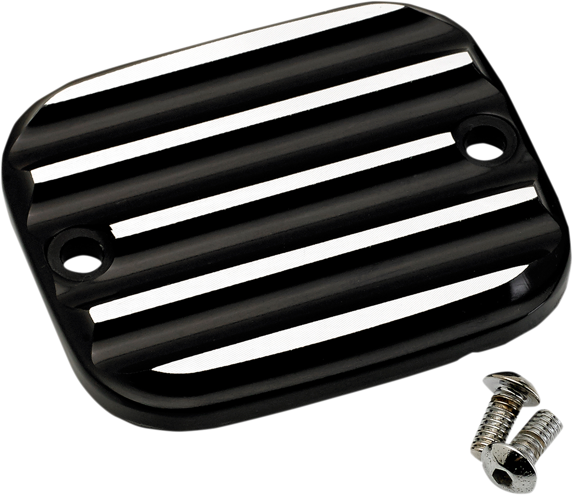 JOKER MACHINE Master Cylinder Cover - Brake - Front - Finned - Black/Silver 951019-2