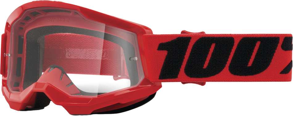 100% Strata 2 Junior Goggle Red Clear Lens 50031-00004