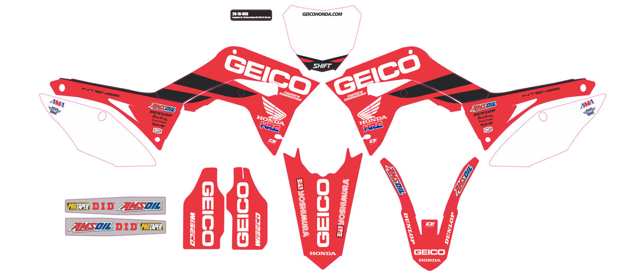 D-COR Complete Kit 19 Geico Honda Crf 450 White Bg 20-10-959