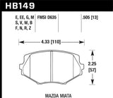 Hawk 94-05 Miata (01-05 Normal Suspension) Blue 9012  Race Front Brake Pads D635 KHB149E.505