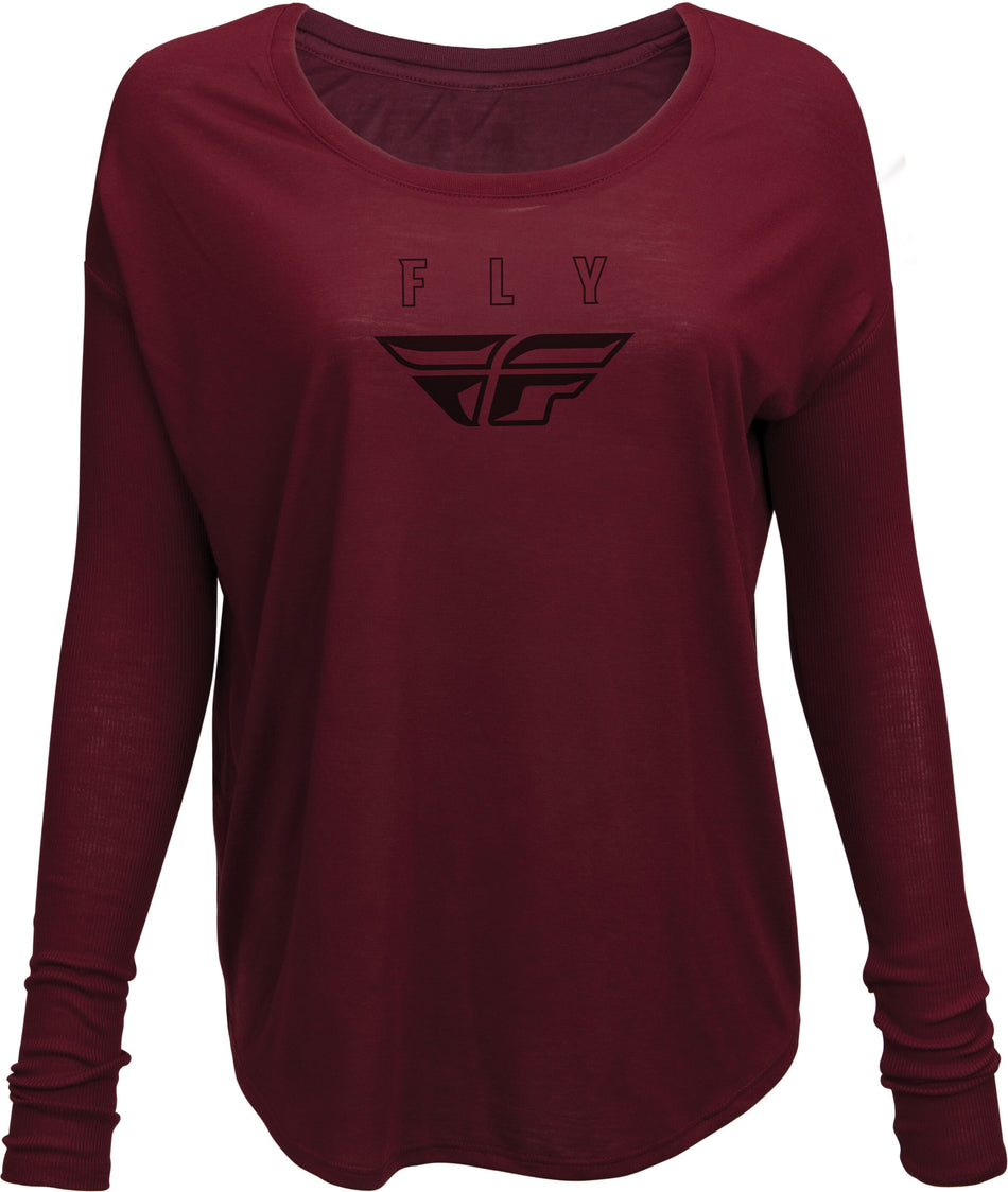 FLY RACING Women's Fly Logo Long Sleeve Tee Maroon Sm 356-4042S