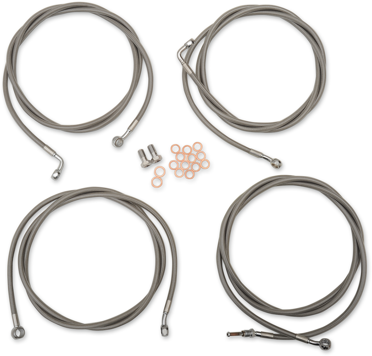 LA CHOPPERS Handlebar Cable/Brake Line Kit - 12" - 14" Ape Hanger Handlebars - Stainless Steel LA-8054KT-13