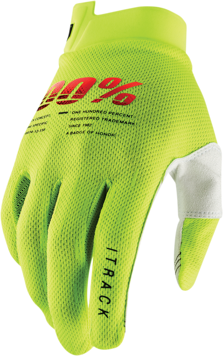 100% iTrack Gloves - Fluo Yellow - Medium 10008-00011
