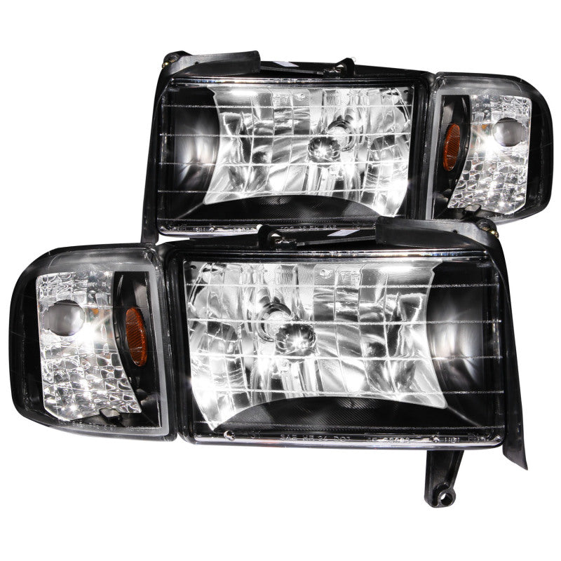 ANZO 1994-2001 Dodge Ram Crystal Headlights Black 111067