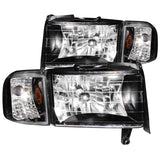 ANZO 1994-2001 Dodge Ram Crystal Headlights Black 111067