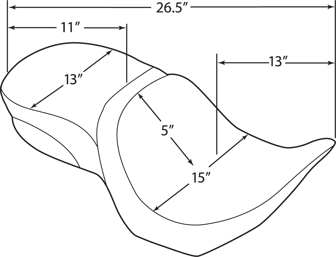 DRAG SPECIALTIES Seat - Low-Profile - Touring - With Passenger Backrest - Mild Stitch - Black 14.5" FR WIDTH 13" REAR 0810-1585