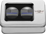 FIGURATI DESIGNS Swing Arm Covers - Blue Line American Flag - Custom - Black - Reversed FD71-AFBL-BLK