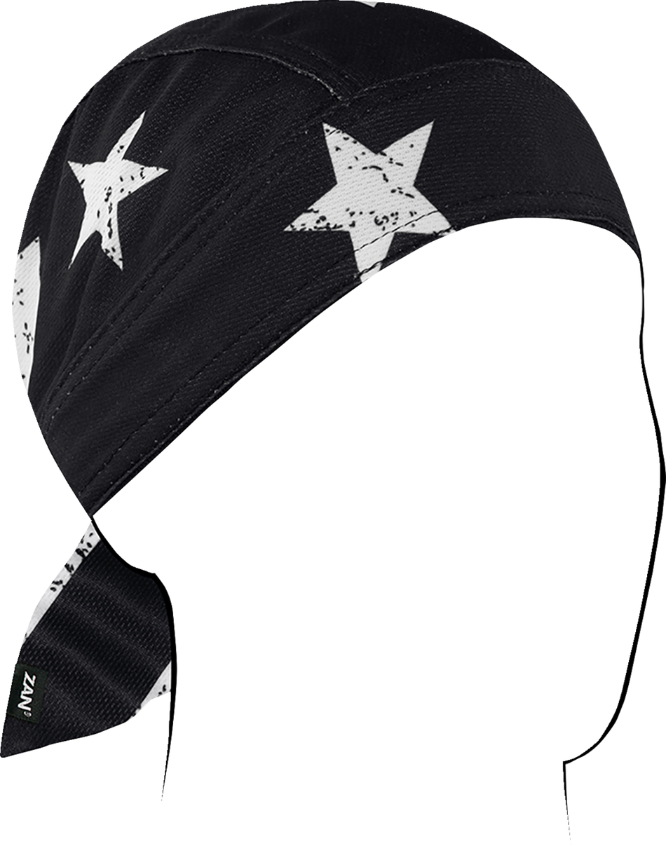 ZAN HEADGEAR Flydanna Micro-Mesh Polyester Headwrap - Black/White Flag ZM091