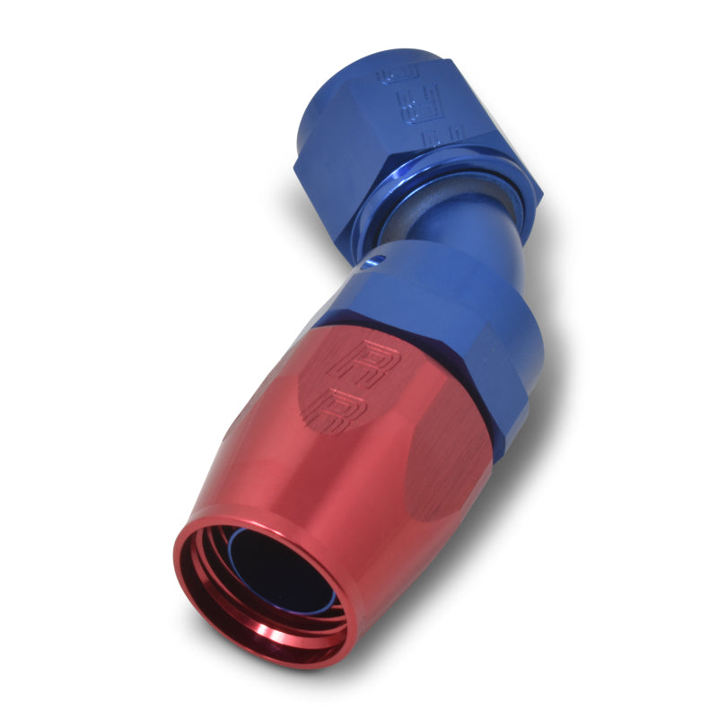 Russell Performance -10 AN Red/Blue 45 Degree Full Flow Hose End 610110