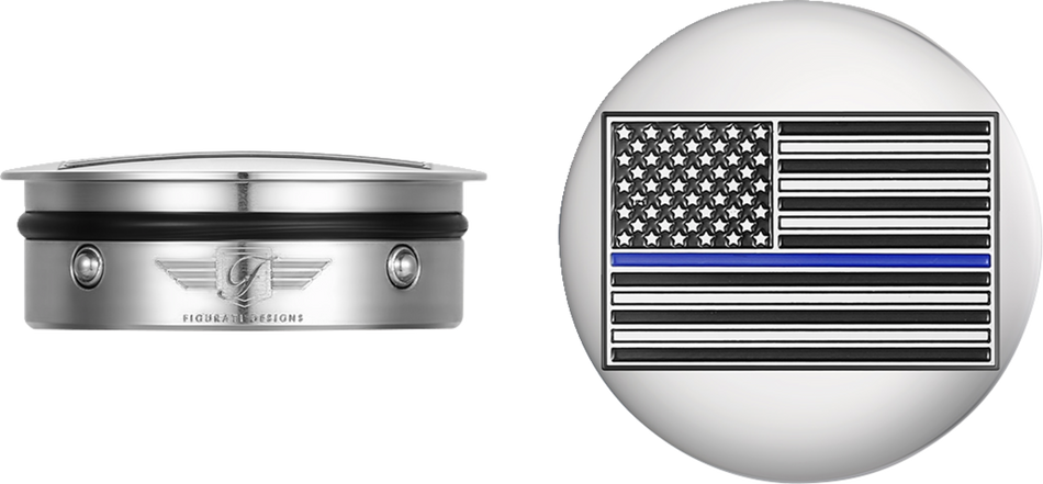 FIGURATI DESIGNS Swing Arm Covers - Blue Line American Flag - Custom - Reversed FD70-ABFL-SS