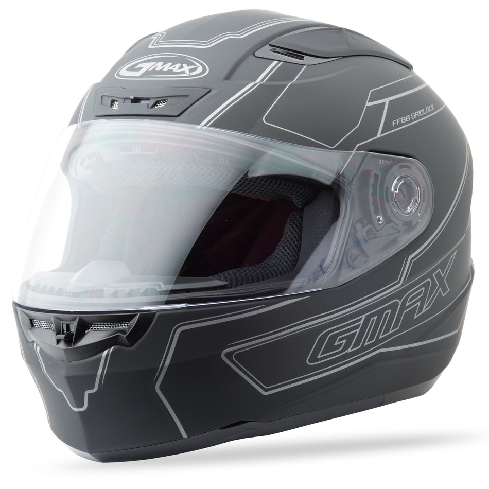 GMAX Ff-88 Full-Face Derk Helmet Matte Black/Silver Md G1880395 TC-12F