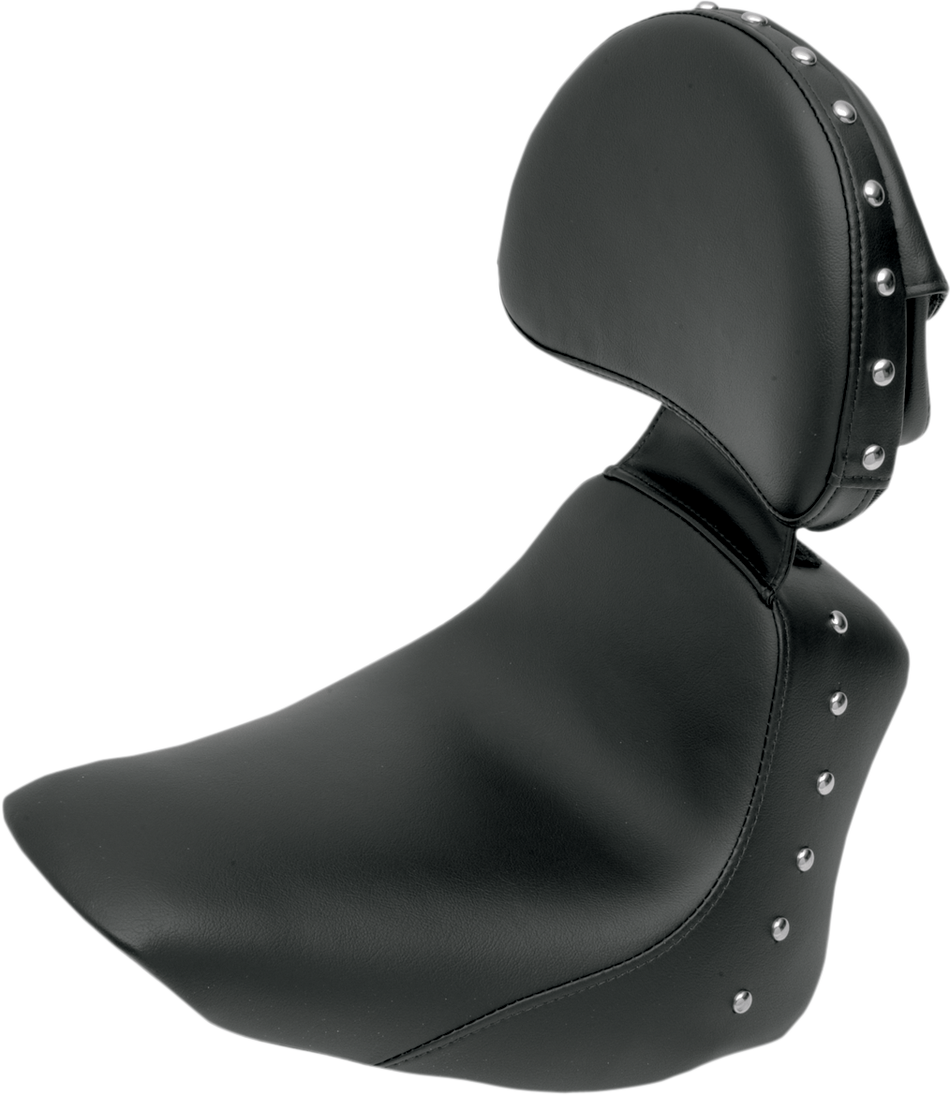 SADDLEMEN Heels Down Solo Seat - With Backrest - Studded - Black - FLSTC 806-15-0031