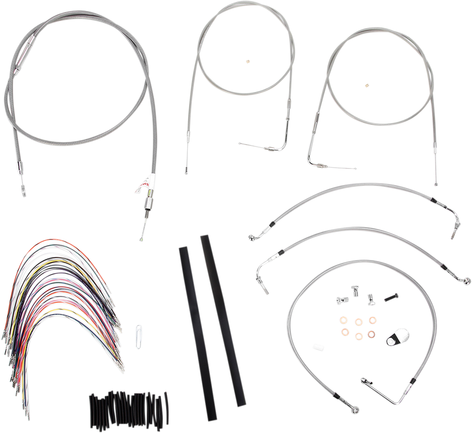 BURLY BRAND Kit de cable de manillar/línea de freno - Completo - Manillar Ape Hanger de 14" - Acero inoxidable B30-1079 