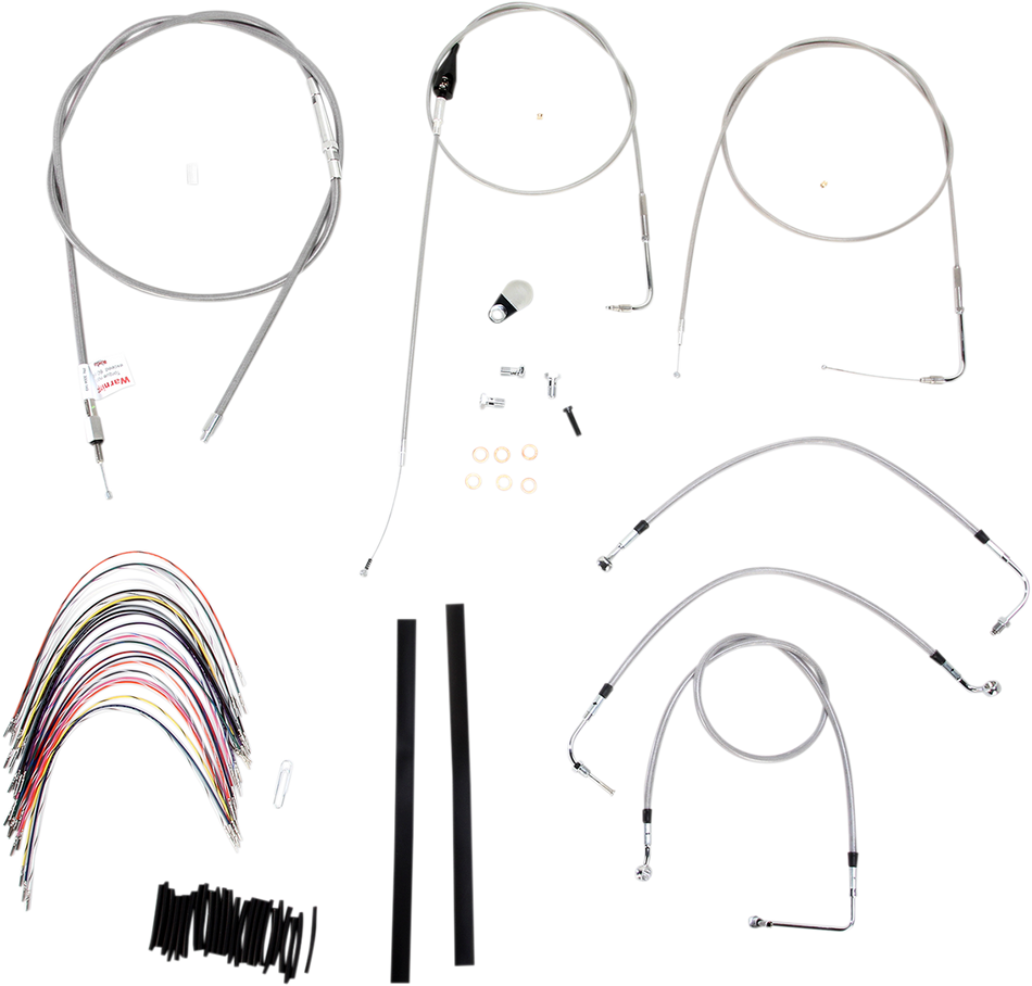 BURLY BRAND Kit de cable de manillar/línea de freno - Completo - Manillar Ape Hanger de 16" - Acero inoxidable B30-1083 