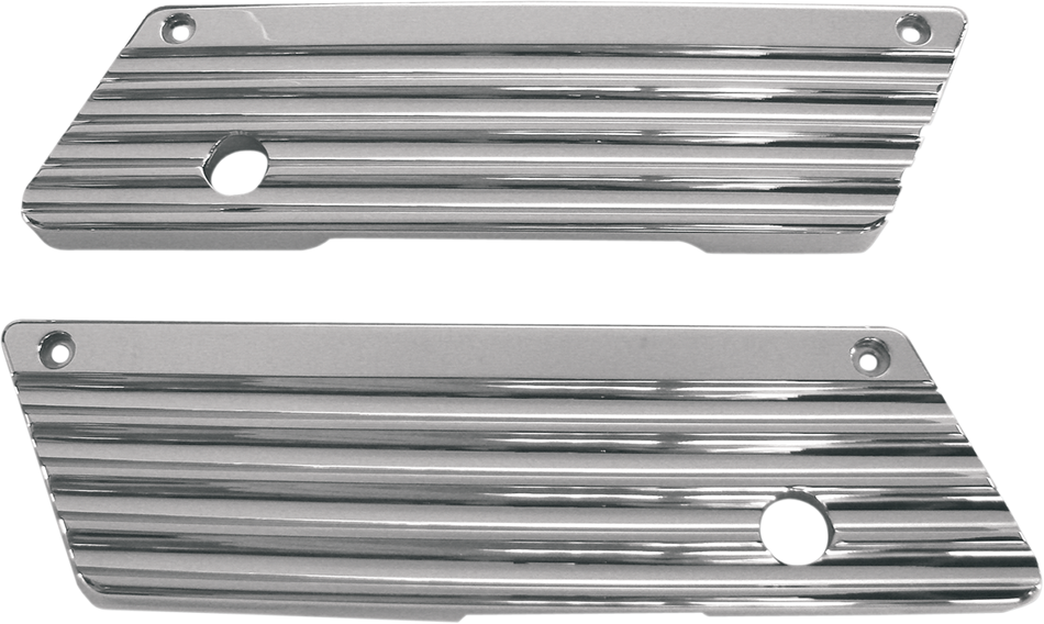 JOKER MACHINE Finned Saddlebag Latch Covers - Chrome 04-50-1