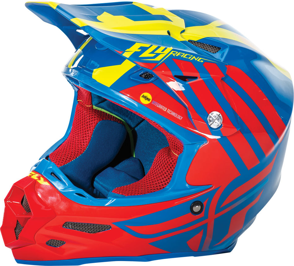 FLY RACING F2 Carbon Zoom Helmet Blue/Red/Hi-Vis 2x 73-42032X