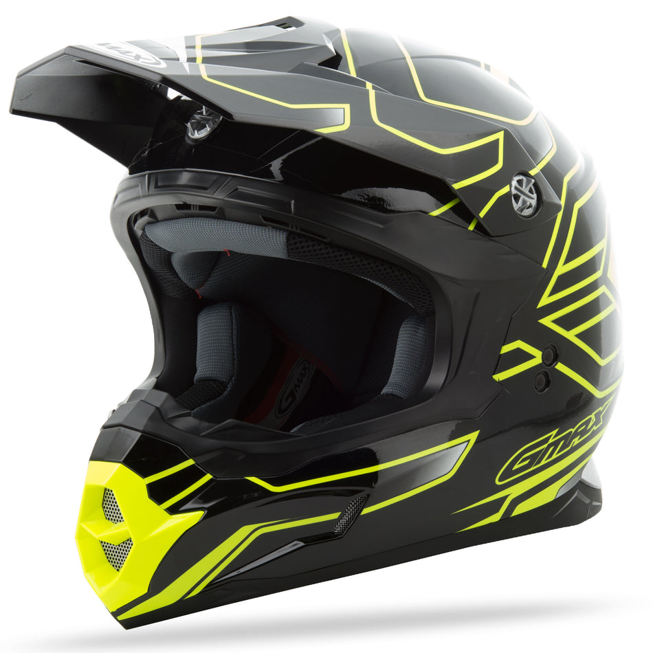 GMAX Mx-86 Off-Road Step Helmet Black/Hi-Vis Yellow Xs G3862683 TC-24