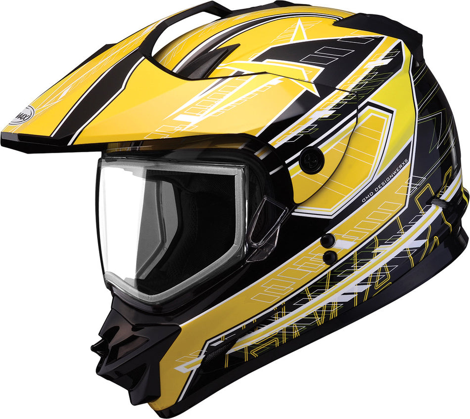 GMAX Gm-11s Dual-Sport Nova Snow Helmet Black/Yellow/White Xs G2112233 TC-4