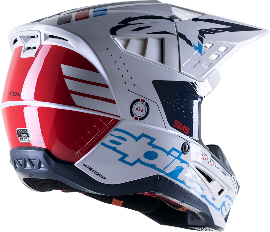 ALPINESTARS SM5 Helmet - Action - Gloss White/Cyan/Black - Medium 8306122-2077-MD