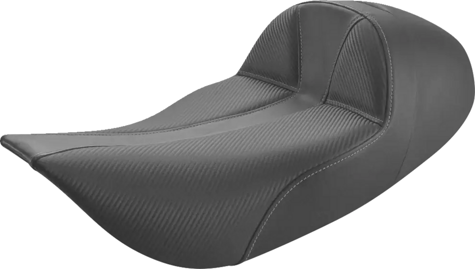 SADDLEMEN Dominator Solo Seat - Extended Reach - Stitched - Black w/ Gray Stitching - FLHR/FLHX '97-'07 897-06-0042