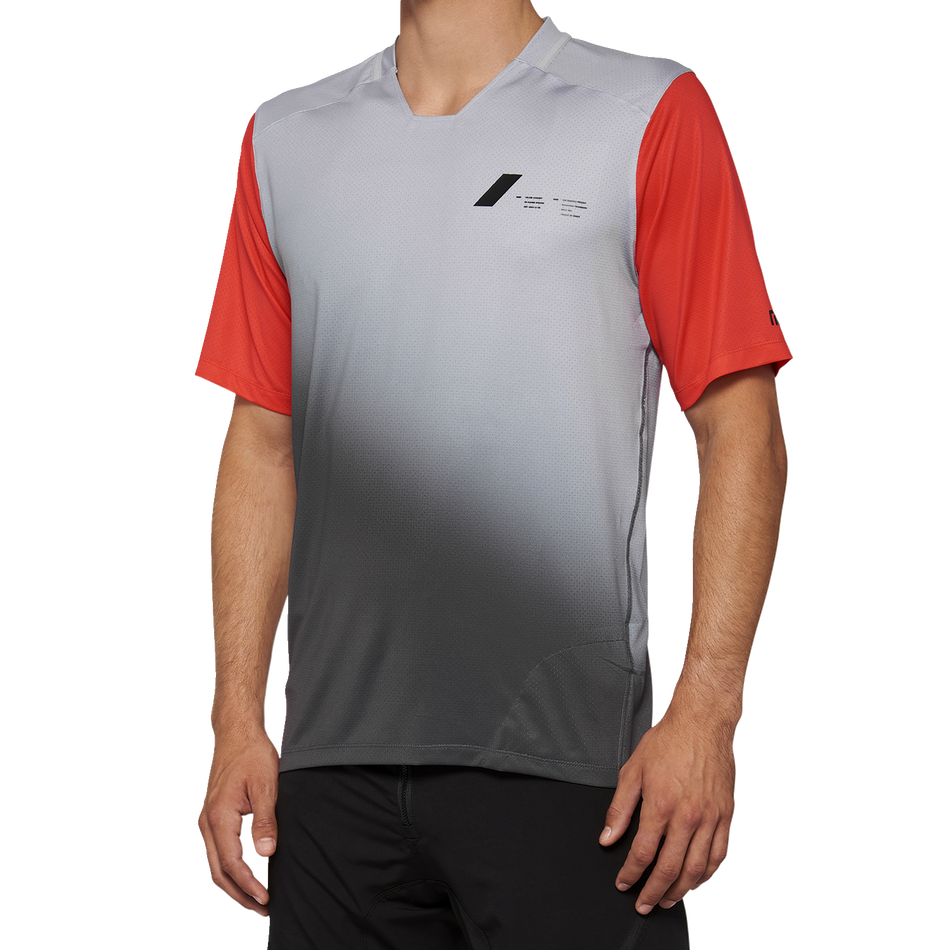 100% Celium Jersey - Short-Sleeve - Gray/Racer Red - Large 40011-00012
