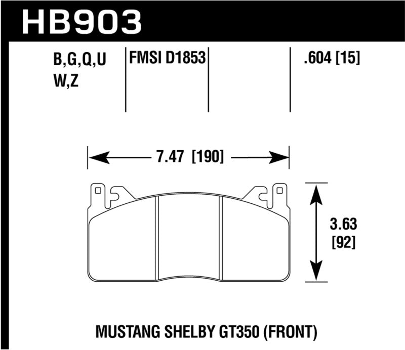 Hawk Track Only 15mm Thick DTC-70 Brake Pads KHB903U.604