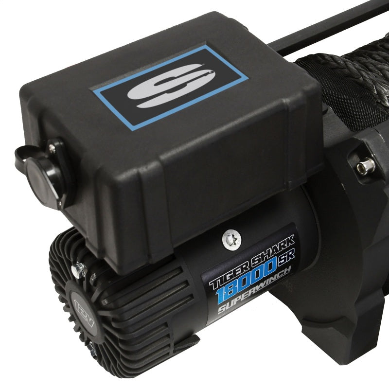 Superwinch 18000 LBS 12V DC 33/64in x 79 ft Synthetic Rope Tiger Shark 18000SR Winch 1518001