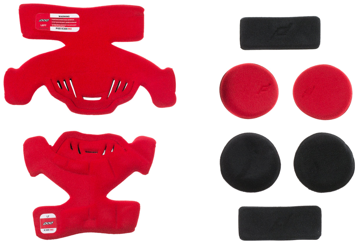 POD K300 Knee Brace Pad Set Red (Left) KP430-003-OS