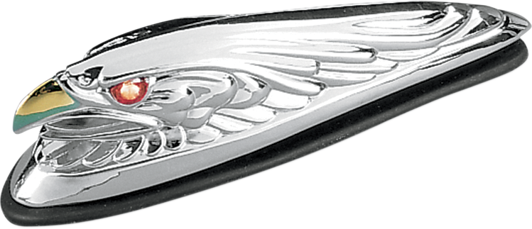 DRAG SPECIALTIES Eagle Head with Lights - Red Eyes - Small - Chrome 91-6609-BC312