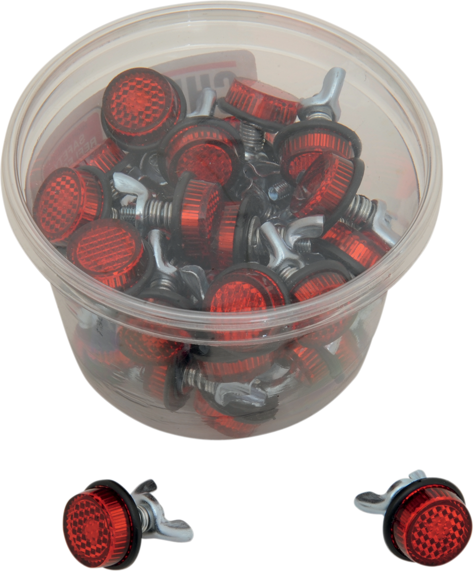 CHRIS PRODUCTS License Plate Reflectors - 40ct Tub - Red CH40R