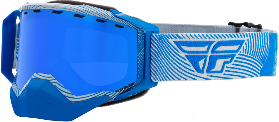 FLY RACING Zone Snow Goggle Grey/Blue W/ Sky Blue Mirror/Blue Lens FLB-048