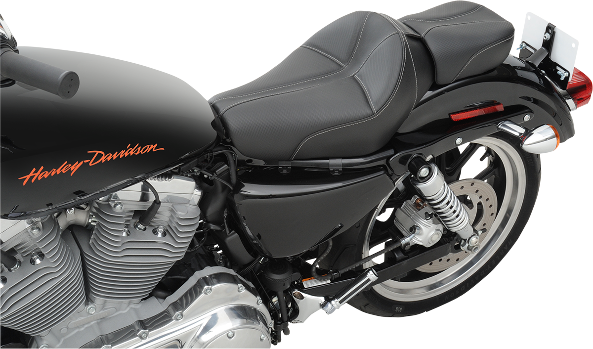 SADDLEMEN Dominator Soziuspolster – Standard Reach – Schwarz mit grauen Nähten 807-03-0162 