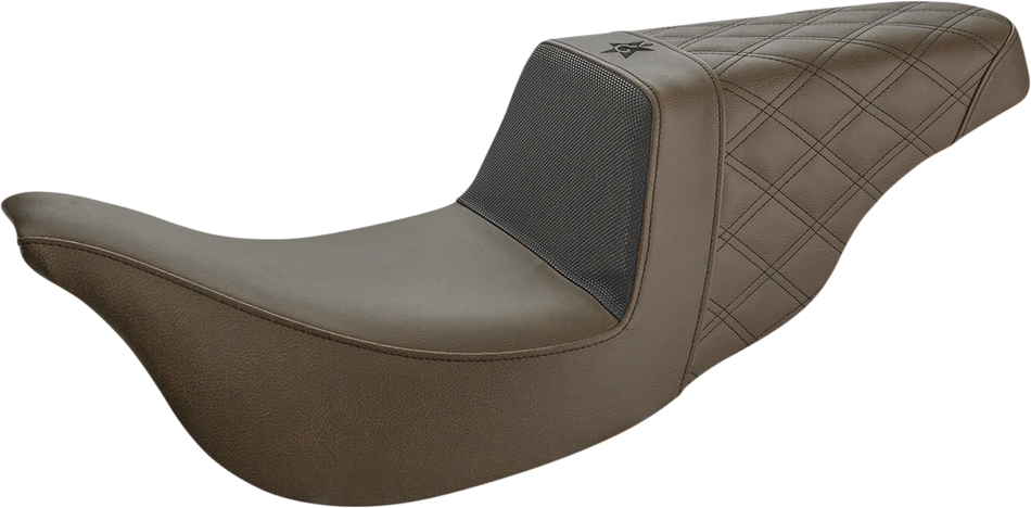 SADDLEMEN Unknown Industries Seat - Carbon Fiber/ Gripper/Rear Lattice Stitch - Brown - FL '08-'23 UN08-07-173BR