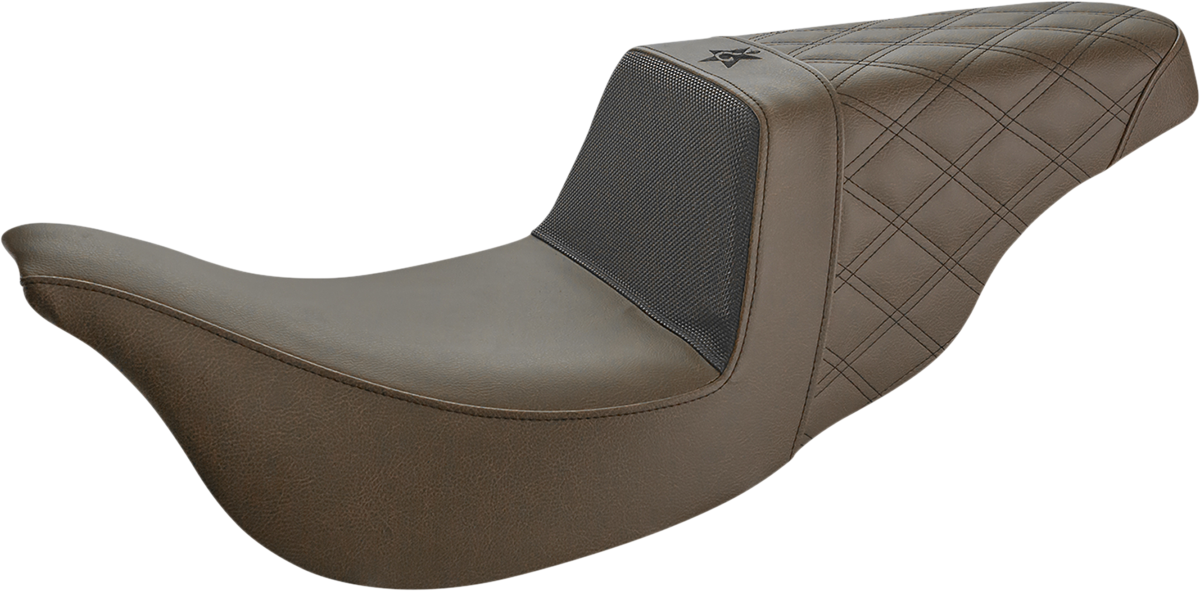 SADDLEMEN Unknown Industries Seat - Carbon Fiber/ Gripper/Rear Lattice Stitch - Brown - FL '08-'23 UN08-07-173BR