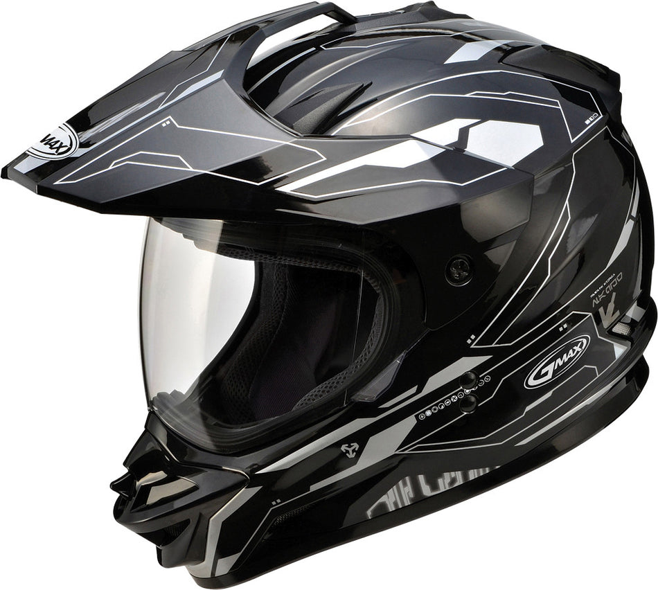 GMAX Gm-11d Dual Sport Helmet Black/Silver 2x G5111028 TC-5
